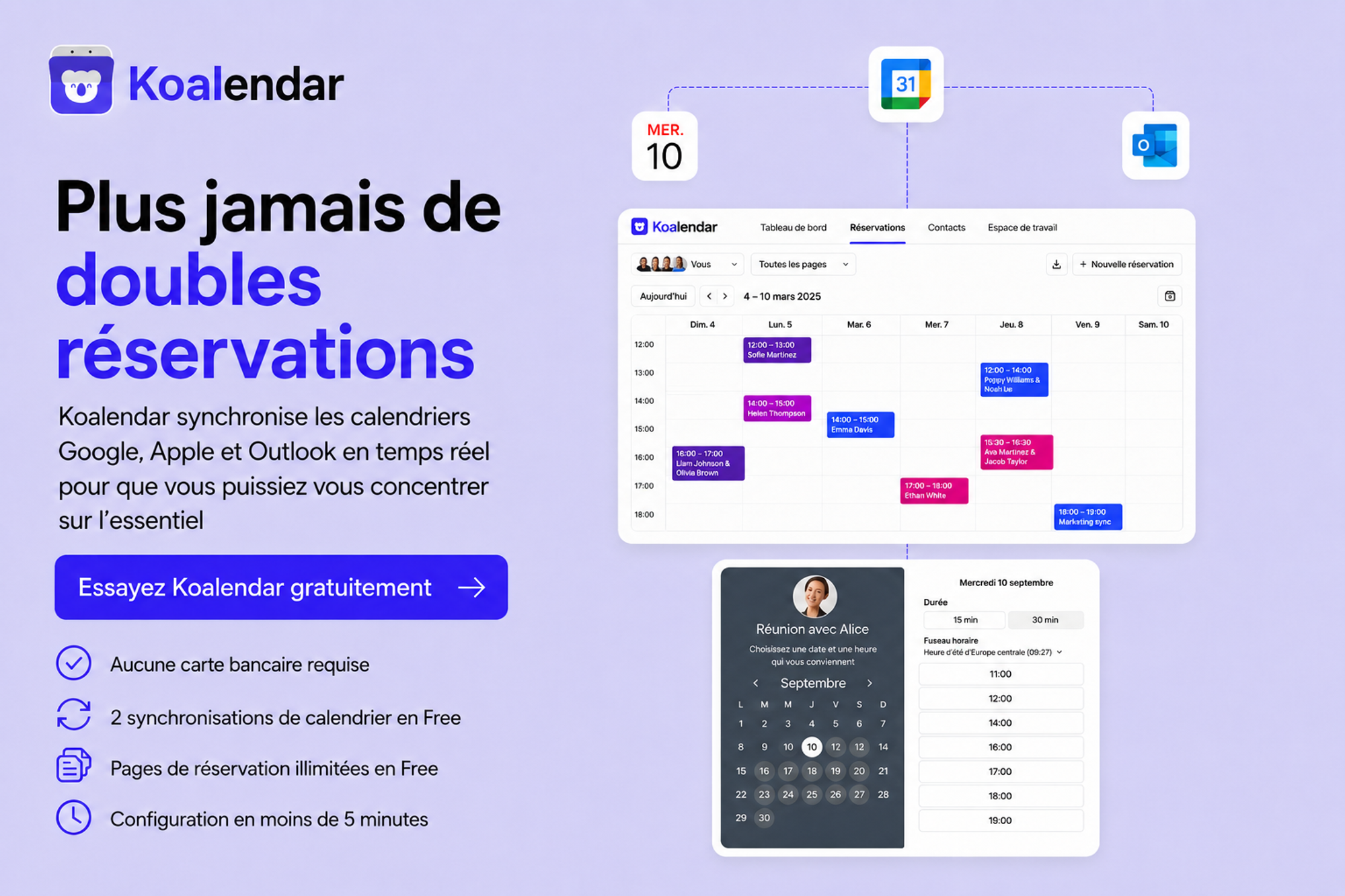 plus jamais de doubles réservations Koalendar